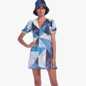 STAUD Milla Patchwork-Print Minidress BANDANA CAPRI SIZE 4